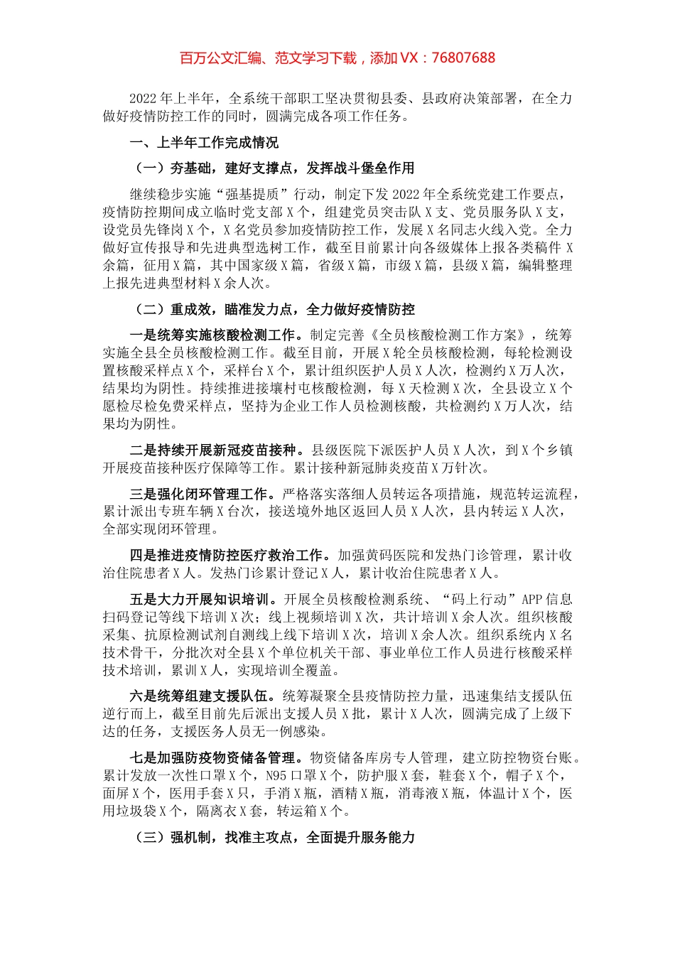 2022年上半年县卫生健康工作总结.docx_第1页