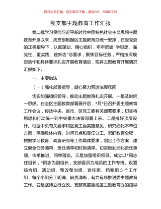 党支部主题教育工作汇报.docx
