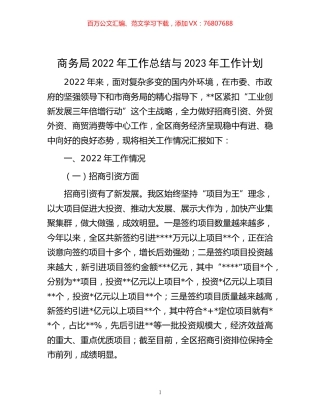 -商务局2022年工作总结与2023年工作计划.docx