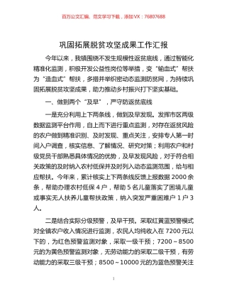 -巩固拓展脱贫攻坚成果工作汇报.docx