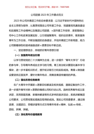公司团委2023年工作要点.docx