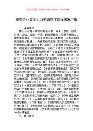 国有企业集团人力资源制度建设情况汇报.docx