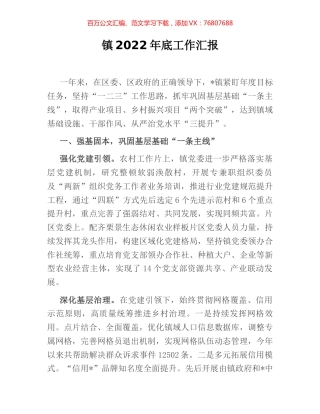 镇2022年底工作汇报.docx
