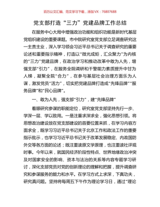 党支部打造“三力”党建品牌工作总结.docx