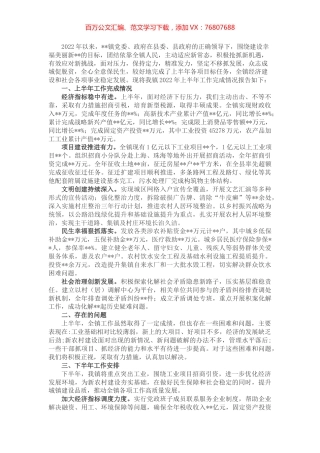 镇2022年上半年工作总结及下半年工作计划.docx