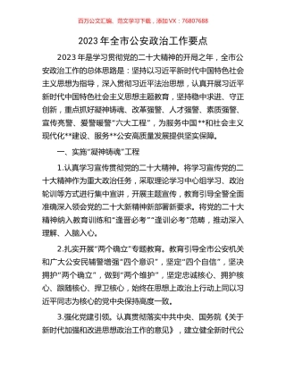 2023年全市公安政治工作要点.docx