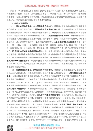 县供销社2022年工作总结和2023年工作思路汇报.docx