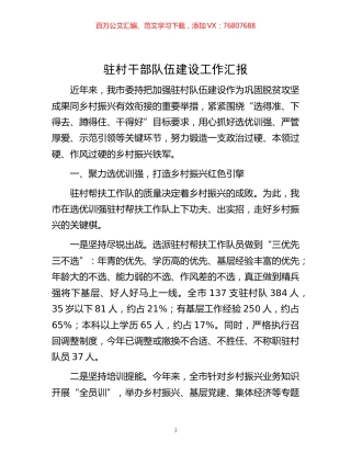 -驻村干部队伍建设工作汇报.docx