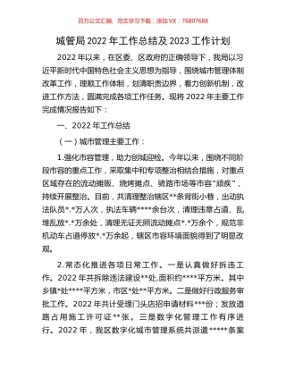 城管局2022年工作总结及2023工作计划.docx