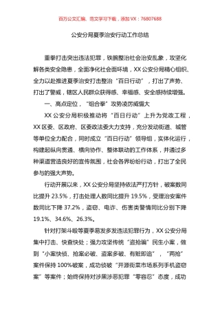 公安分局夏季治安百日行动工作总结.docx