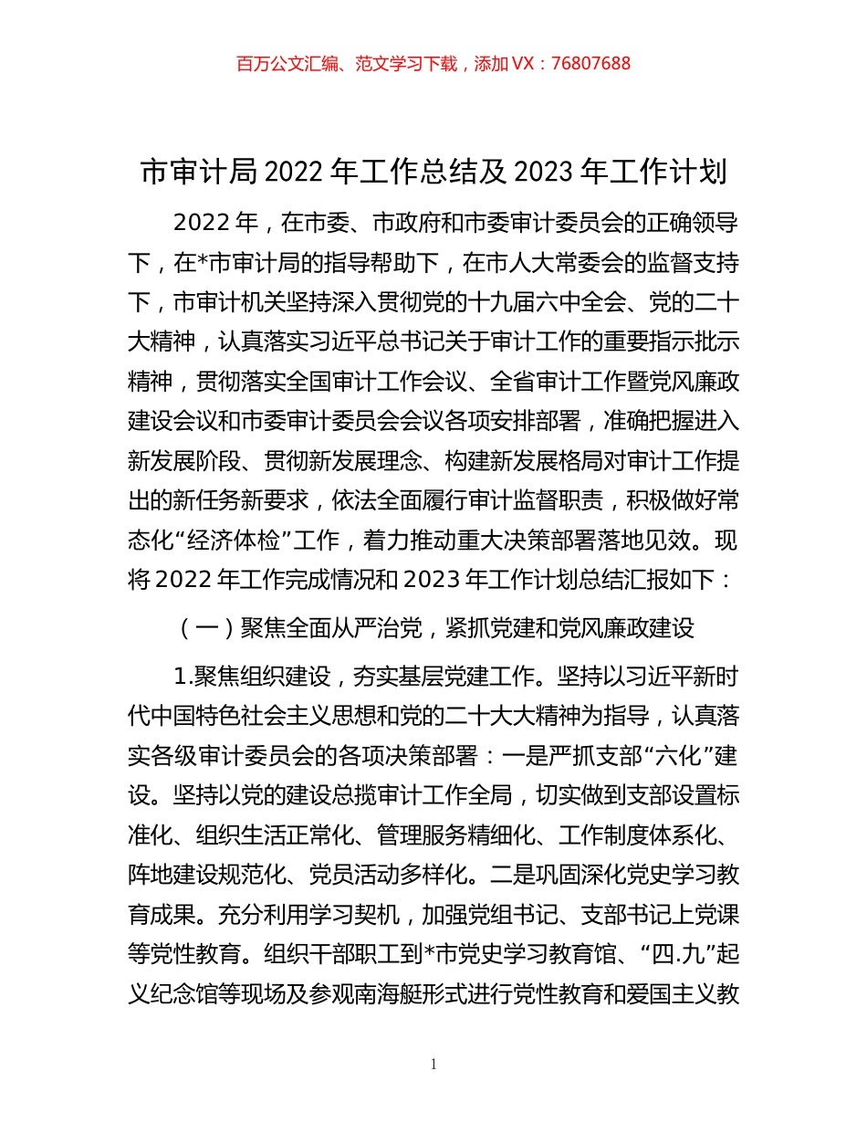-市审计局2022年工作总结及2023年工作计划.docx_第1页
