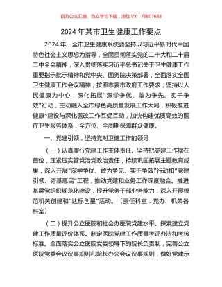 2024年某市卫生健康工作要点.docx