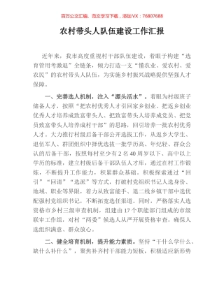 农村带头人队伍建设工作汇报.docx