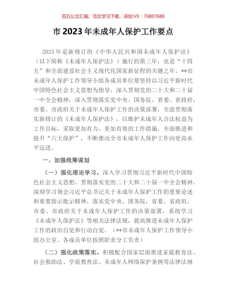 市2023年未成年人保护工作要点.docx