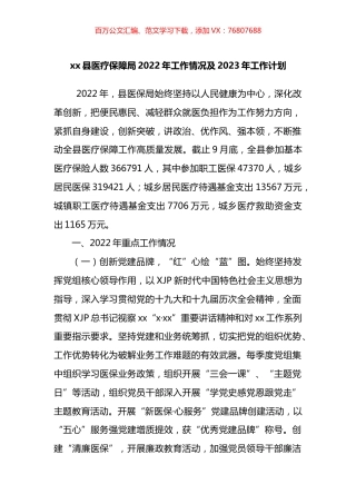 县医疗保障局2022年工作情况及2023年工作计划.docx