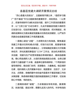 县基层党建大调研开展情况总结.docx