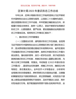 区审计局2023年意识形态工作总结.docx