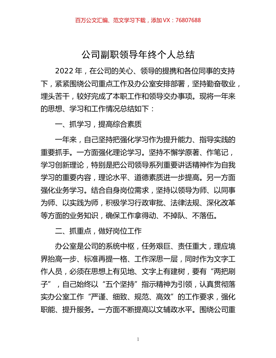 -公司副职领导年终个人总结.docx_第1页