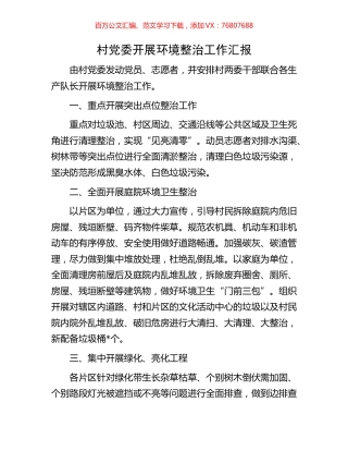 村党委开展环境整治工作汇报.docx