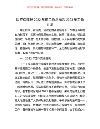 -医疗保障局2022年度工作总结和2023年工作计划.docx