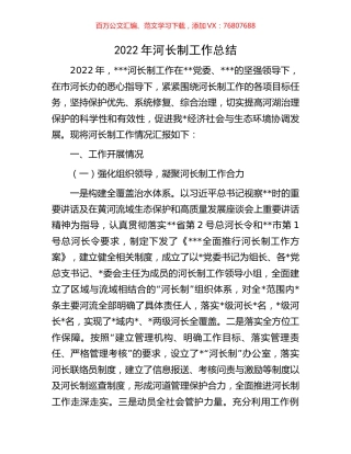 2022年河长制工作总结.docx