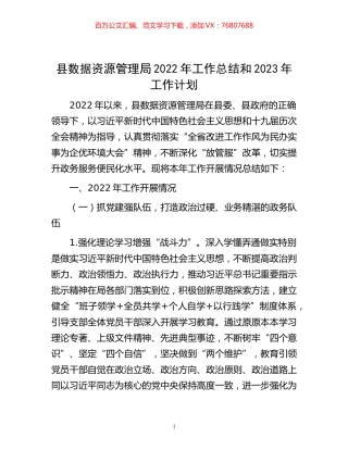 -县数据资源管理局2022年工作总结和2023年工作计划.docx