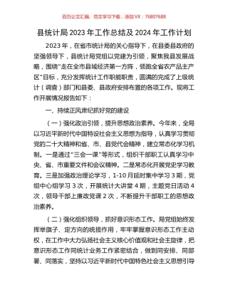县统计局2023年工作总结及2024年工作计划.docx