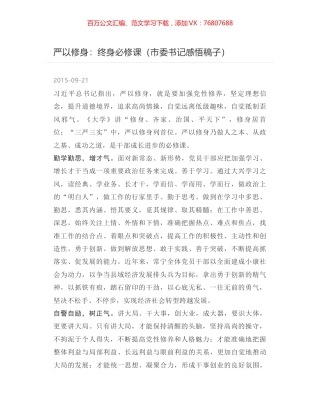 严以修身：终身必修课（市委书记感悟稿子）.docx