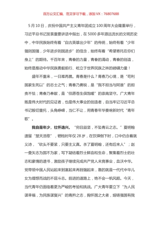 学习总书记在共青团一百周年大会上讲话的心得体会之八.docx