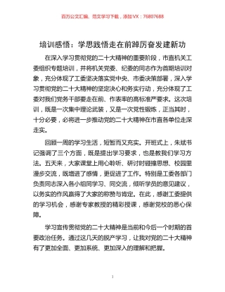 培训感悟：学思践悟走在前 踔厉奋发建新功.docx