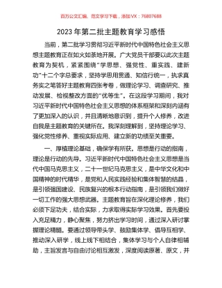 2023年第二批主题教育学习感悟.docx