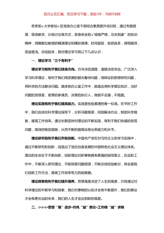 深厚的理论功底 是提升能力境界的根基——区党政办干部综合素质提升培训体会.docx