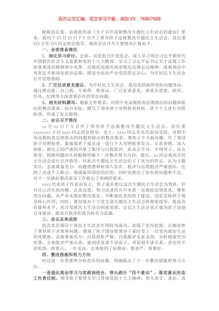 X局党组巡视整改专题民主生活会情况报告​​​​​​​​​.docx