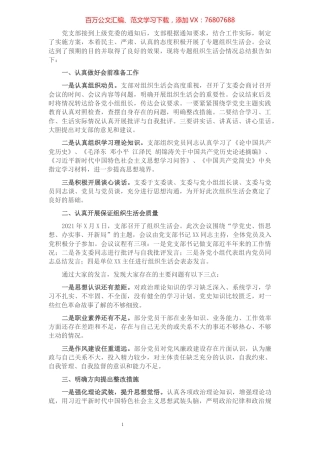 支部专题组织生活会汇报总结​​​​​​​​​​​​​.docx