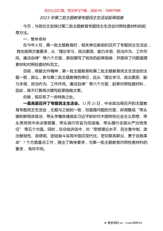 （综合）2023年第二批专题民主生活会起草指南.docx