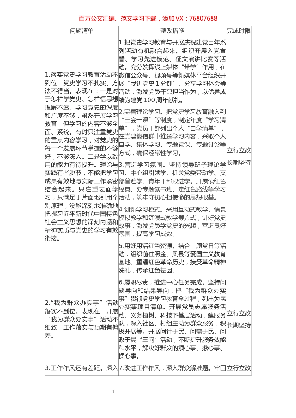 党史学习教育专题组织生活会检视问题及整改清单.docx_第1页