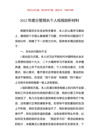2022年度分管局长个人检视剖析材料.docx