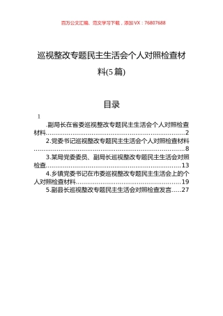 巡视整改专题民主生活会个人对照检查材料(5篇).docx
