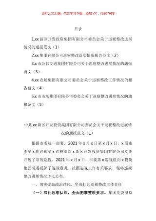 集团公司企业巡视整改进展情况通报报告汇编.docx