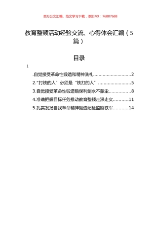 教育整顿活动经验交流、心得体会汇编（5篇）.docx