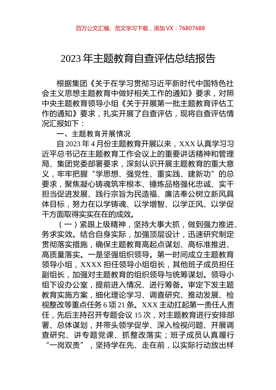 2023年主题教育自查评估总结报告.docx_第1页