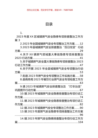 2023年燃气安全隐患整治专项行动工作方案汇编（16篇）.docx