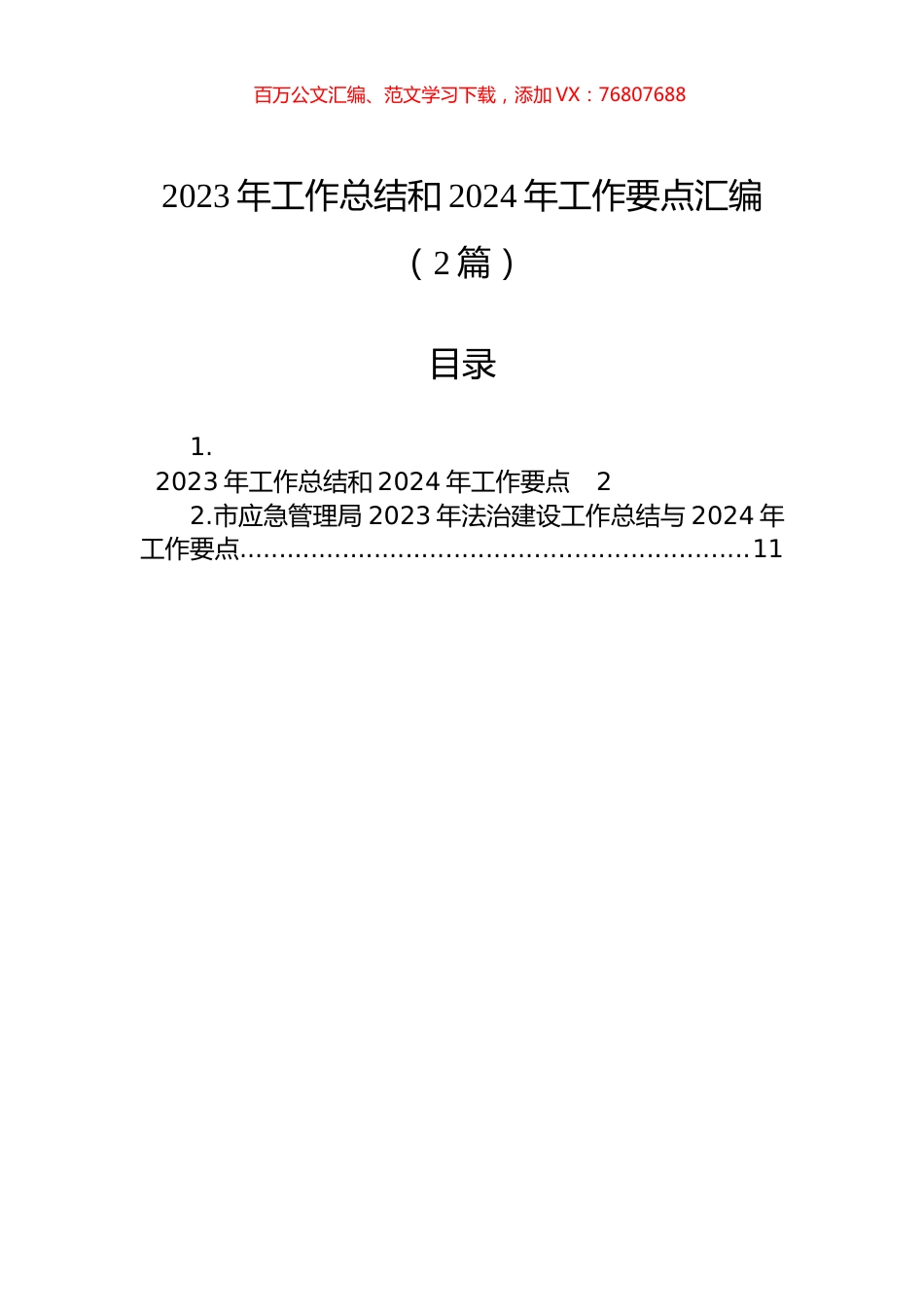 2023年工作总结和2024年工作要点汇编（2篇）.docx_第1页