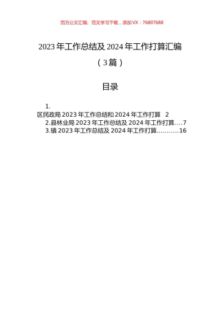 2023年工作总结及2024年工作打算汇编（3篇）.docx