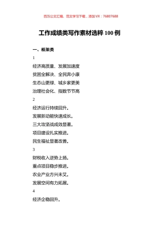 工作成绩类写作素材选粹100例.docx