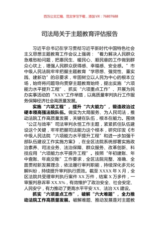 司法局关于主题教育评估报告.docx