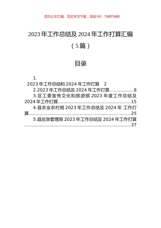 2023年工作总结及2024年工作打算汇编（5篇）.docx