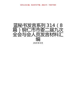 （8篇）铜仁市市委二届九次全会与会人员发言材料汇编.docx