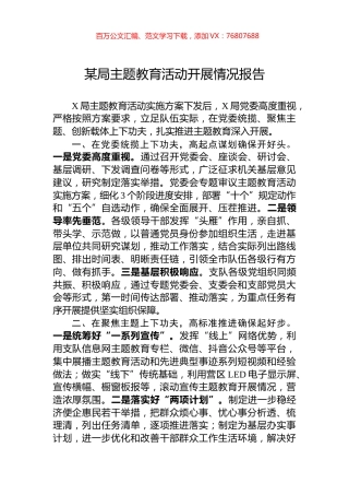 某局主题教育活动开展情况报告.docx