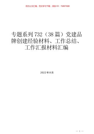 （38篇）党建品牌创建经验材料、工作总结、工作汇报材料汇编.docx